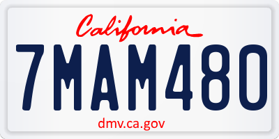 CA license plate 7MAM480