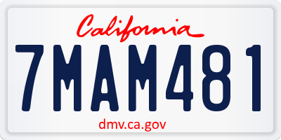 CA license plate 7MAM481
