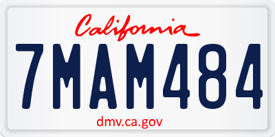 CA license plate 7MAM484