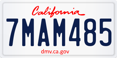 CA license plate 7MAM485