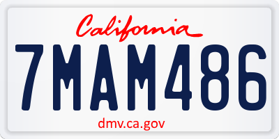 CA license plate 7MAM486