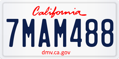 CA license plate 7MAM488