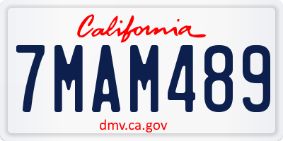 CA license plate 7MAM489