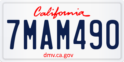 CA license plate 7MAM490