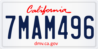 CA license plate 7MAM496