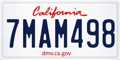 CA license plate 7MAM498