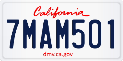 CA license plate 7MAM501