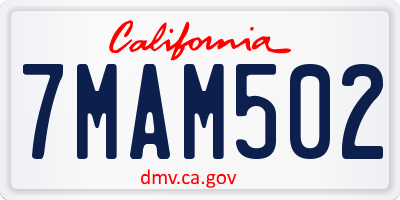 CA license plate 7MAM502