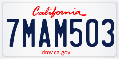 CA license plate 7MAM503