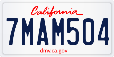 CA license plate 7MAM504