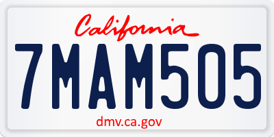 CA license plate 7MAM505
