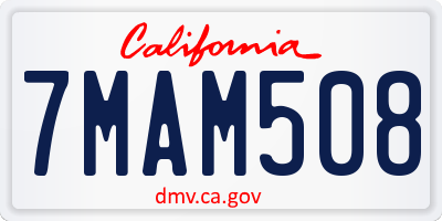 CA license plate 7MAM508