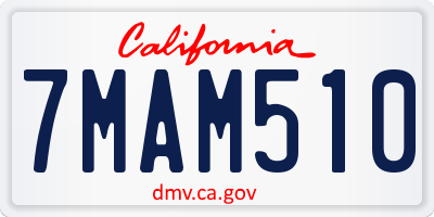 CA license plate 7MAM510