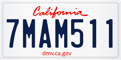 CA license plate 7MAM511