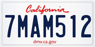 CA license plate 7MAM512