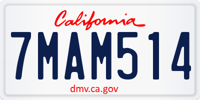 CA license plate 7MAM514