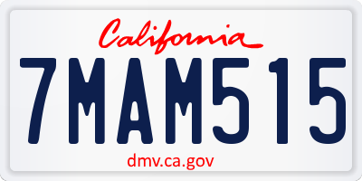 CA license plate 7MAM515