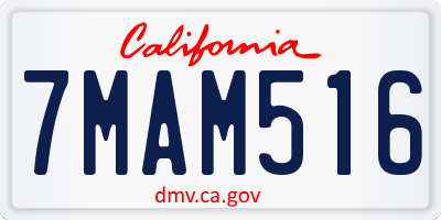 CA license plate 7MAM516