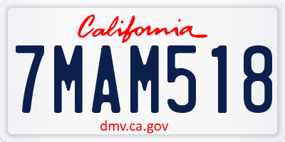 CA license plate 7MAM518