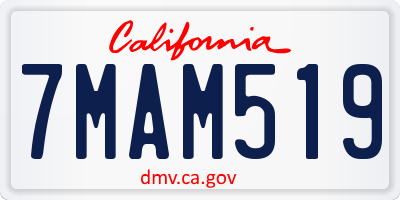 CA license plate 7MAM519