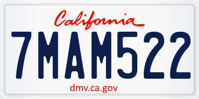 CA license plate 7MAM522