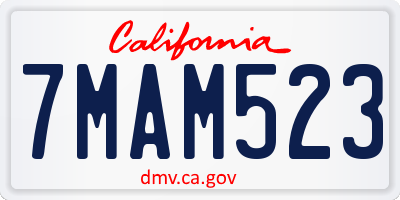 CA license plate 7MAM523