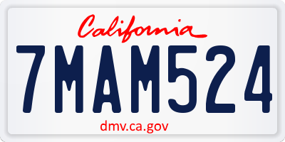 CA license plate 7MAM524