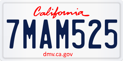 CA license plate 7MAM525