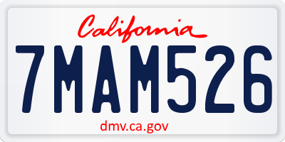 CA license plate 7MAM526