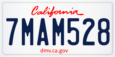 CA license plate 7MAM528