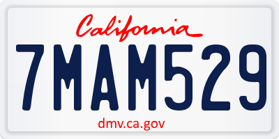 CA license plate 7MAM529