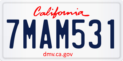 CA license plate 7MAM531