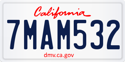 CA license plate 7MAM532