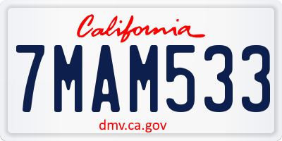 CA license plate 7MAM533