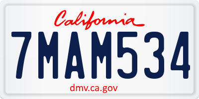 CA license plate 7MAM534