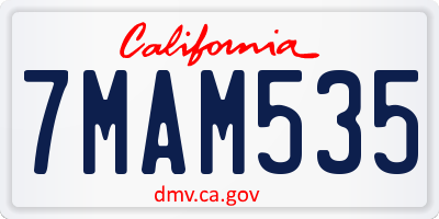 CA license plate 7MAM535