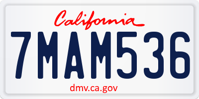 CA license plate 7MAM536