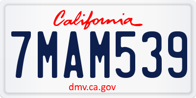 CA license plate 7MAM539