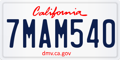 CA license plate 7MAM540