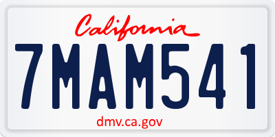 CA license plate 7MAM541