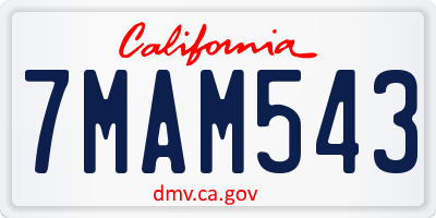 CA license plate 7MAM543