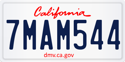 CA license plate 7MAM544