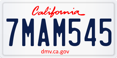 CA license plate 7MAM545