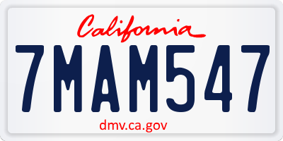 CA license plate 7MAM547
