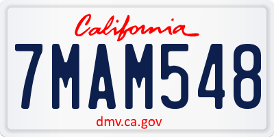 CA license plate 7MAM548