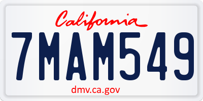 CA license plate 7MAM549