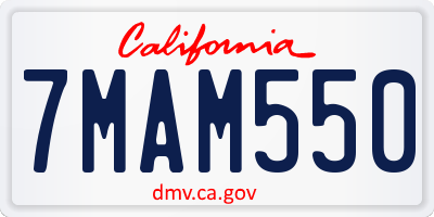 CA license plate 7MAM550