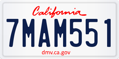 CA license plate 7MAM551