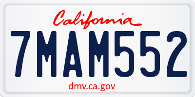 CA license plate 7MAM552