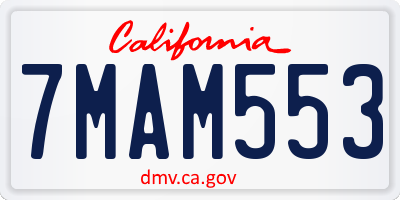 CA license plate 7MAM553